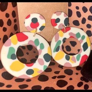 Plunder Acorn Clay Drop Circle Earrings Fall Collection Colorful Boho Geometric